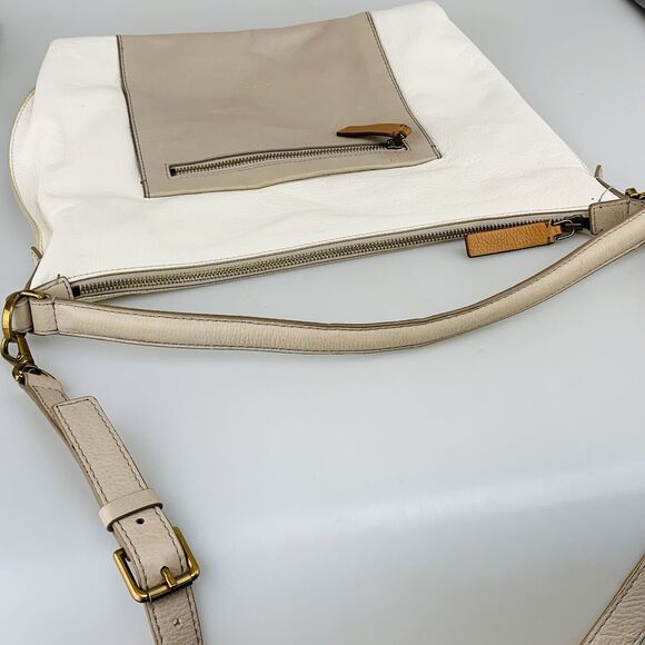 Fossil Vickery Shoulder Bag Crossbody Hobo Purse Leather Cream Colorblock ZB6459 - Picture 6 of 12
